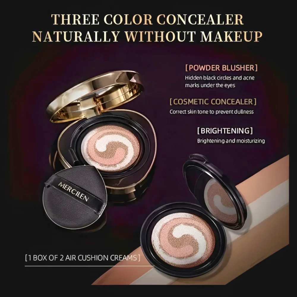 🆕FLAWLESS BB CREAM TRI~COLOR AIR CUSHION FOUNDATION BOXED GIFT SET(2 BB CREAMS)